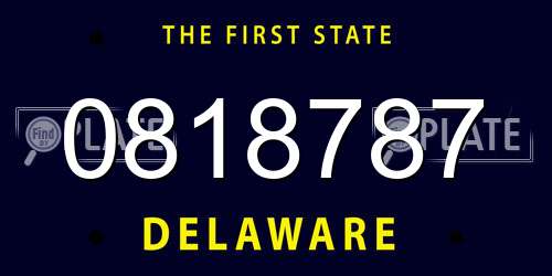 0818787 Delaware License Plate