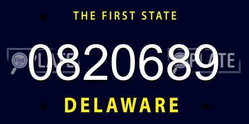 0820689 Delaware License Plate