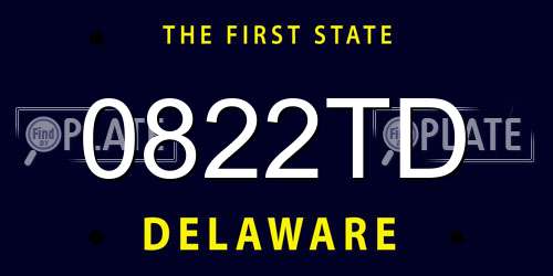 0822TD Delaware License Plate