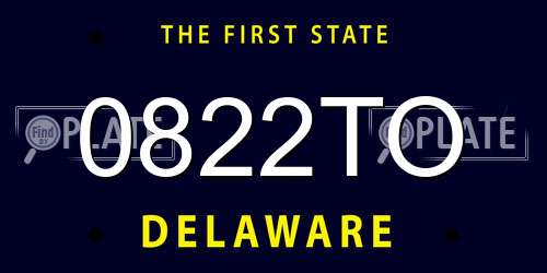 0822TO Delaware License Plate