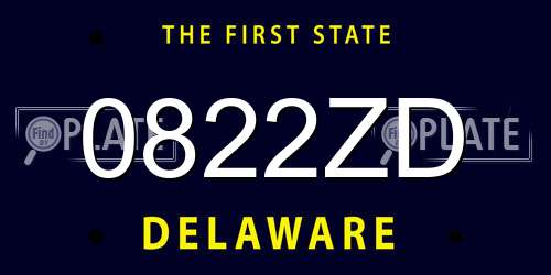 0822ZD Delaware License Plate