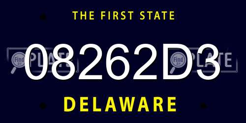 08262D3 Delaware License Plate