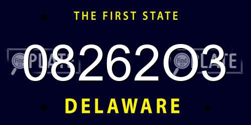 08262O3 Delaware License Plate