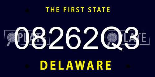 08262Q3 Delaware License Plate