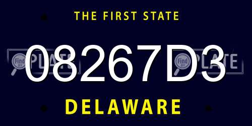 08267D3 Delaware License Plate