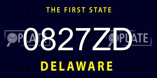 0827ZD Delaware License Plate