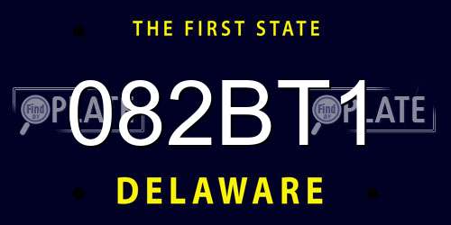 082BT1 Delaware License Plate