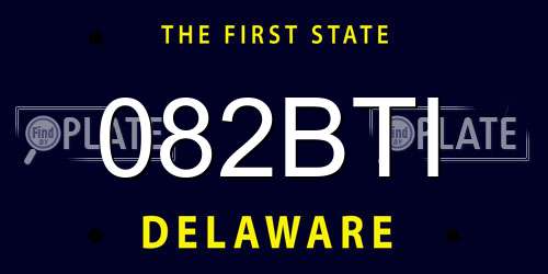 082BTI Delaware License Plate