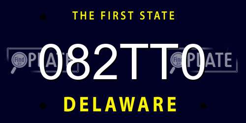 082TT0 Delaware License Plate