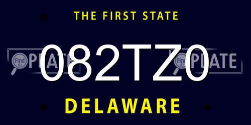 082TZ0 Delaware License Plate