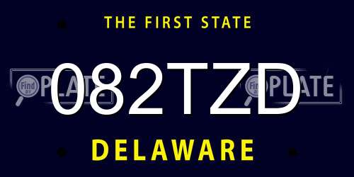 082TZD Delaware License Plate