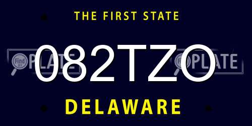 082TZO Delaware License Plate