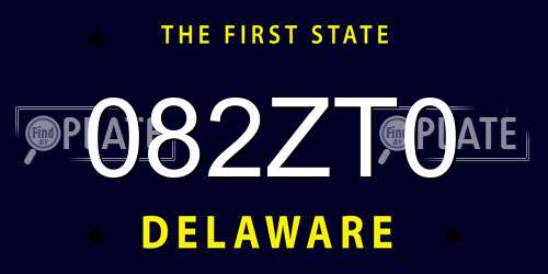 082ZT0 Delaware License Plate