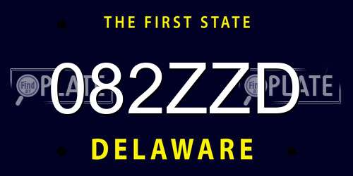 082ZZD Delaware License Plate