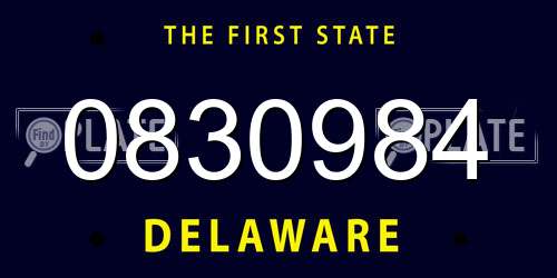 0830984 Delaware License Plate
