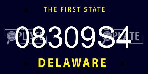 08309S4 Delaware License Plate