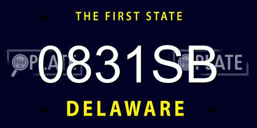 0831SB Delaware License Plate
