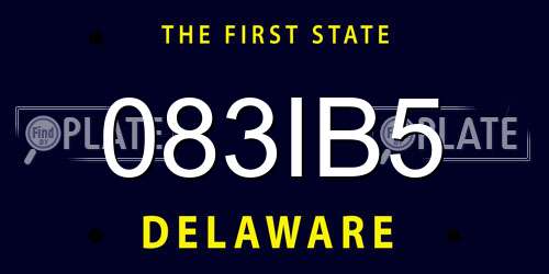 083IB5 Delaware License Plate