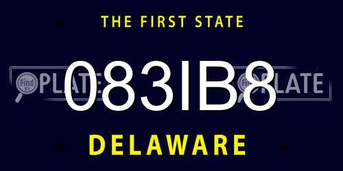 083IB8 Delaware License Plate