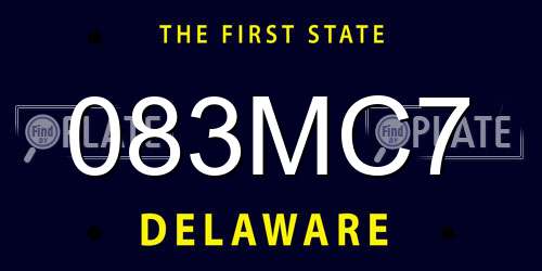 083MC7 Delaware License Plate