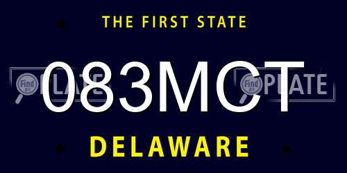 083MCT Delaware License Plate