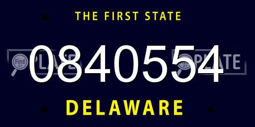 0840554 Delaware License Plate