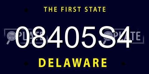 08405S4 Delaware License Plate