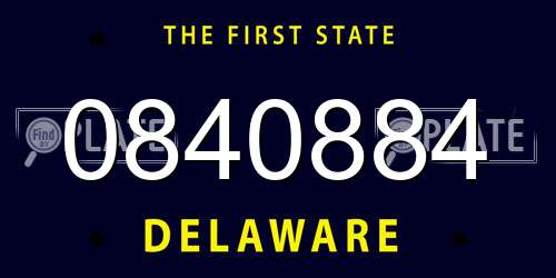0840884 Delaware License Plate