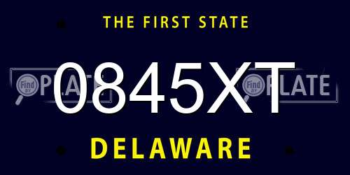 0845XT Delaware License Plate
