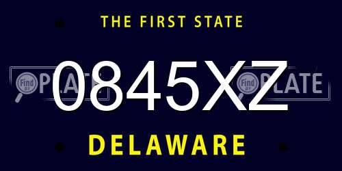 0845XZ Delaware License Plate
