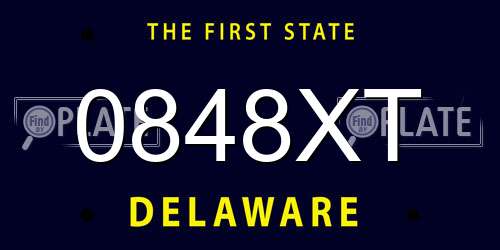 0848XT Delaware License Plate