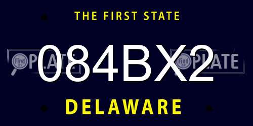 084BX2 Delaware License Plate