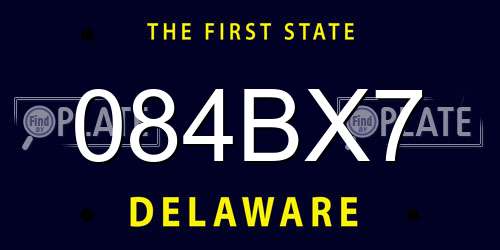 084BX7 Delaware License Plate