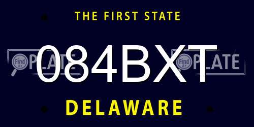 084BXT Delaware License Plate