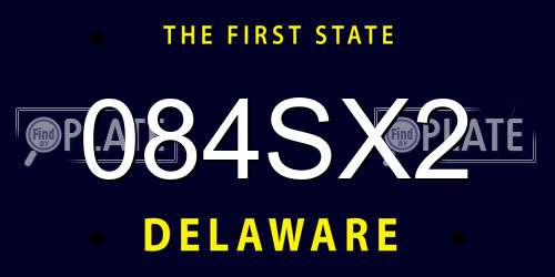 084SX2 Delaware License Plate