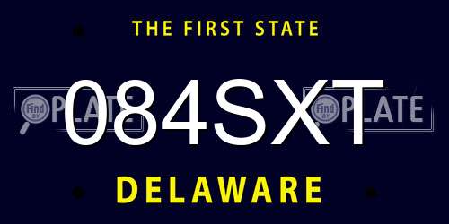 084SXT Delaware License Plate