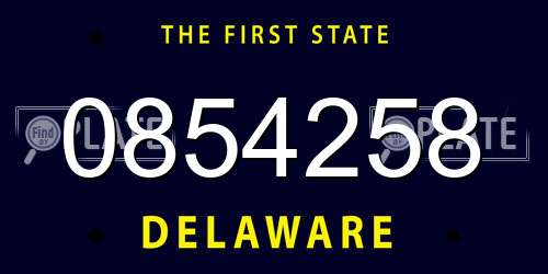 0854258 Delaware License Plate