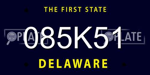 085K51 Delaware License Plate