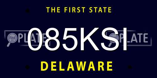 085KSI Delaware License Plate