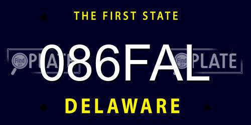 086FAL Delaware License Plate