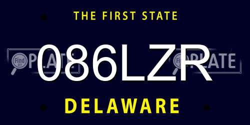 086LZR Delaware License Plate