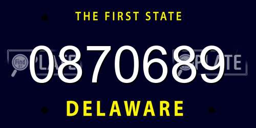 0870689 Delaware License Plate