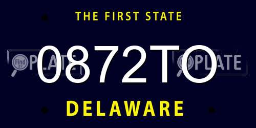 0872TO Delaware License Plate