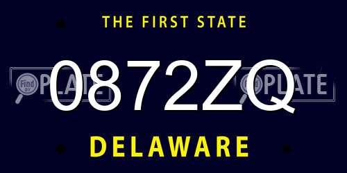 0872ZQ Delaware License Plate
