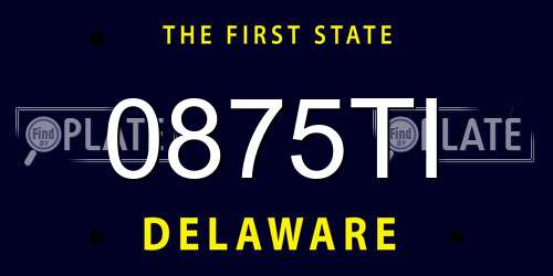 0875TI Delaware License Plate