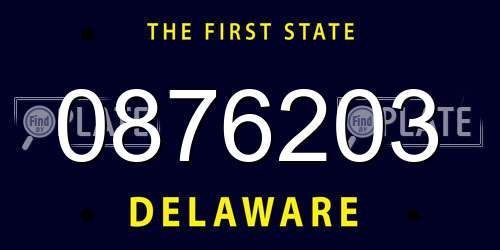 0876203 Delaware License Plate