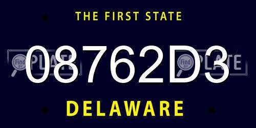 08762D3 Delaware License Plate