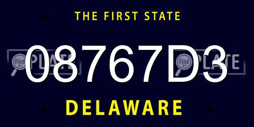 08767D3 Delaware License Plate