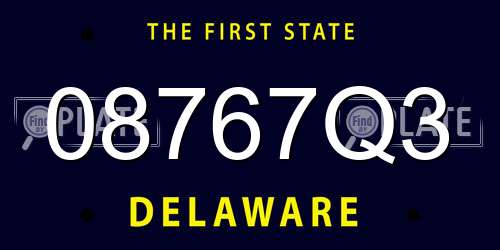 08767Q3 Delaware License Plate