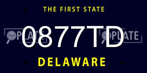0877TD Delaware License Plate